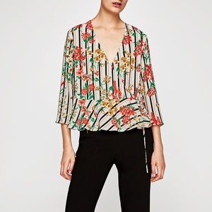 Floral Surplice Blouse